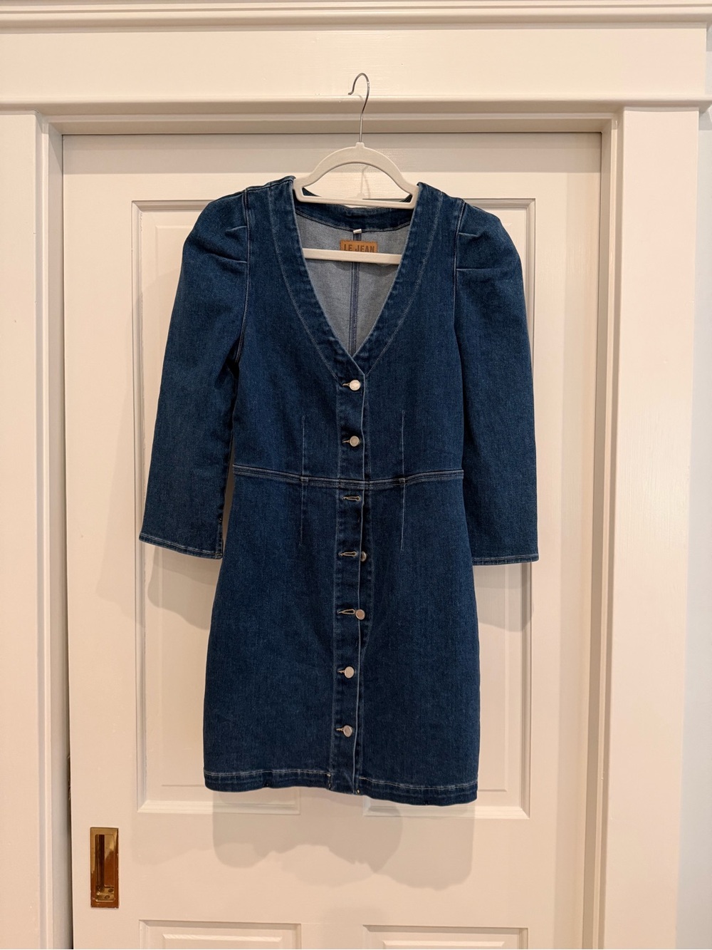 Le Jean Dark Blue Denim Button-Front Women’s Dress